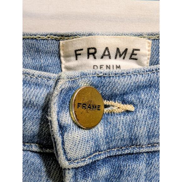 Frame Denim Le High Skinny Light Wash Raw V Hem Jeans Size 26 - Picture 3 of 8